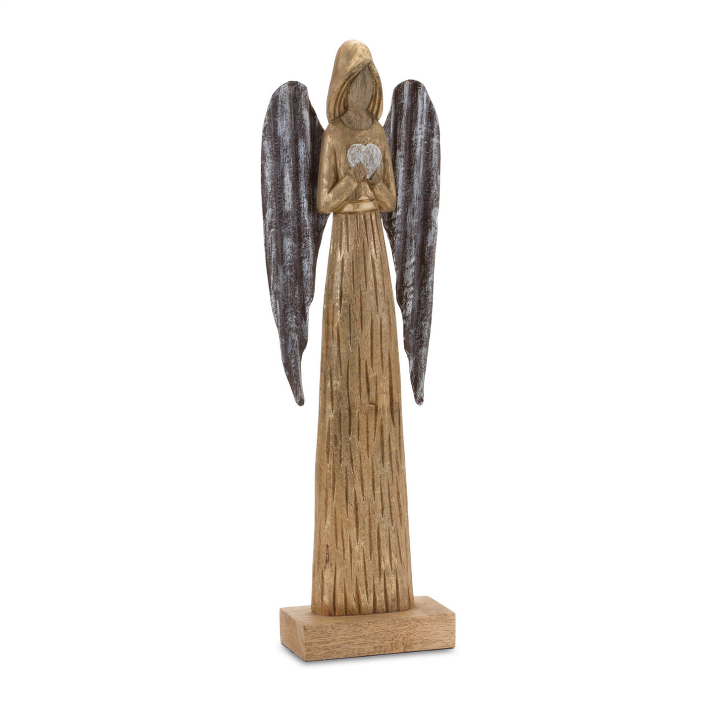 Carved Wood Angel Statue (Set of 2) -Ship Only