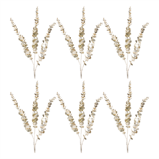 Glittered Eucalyptus Spray (Set of 6) -Ship Only