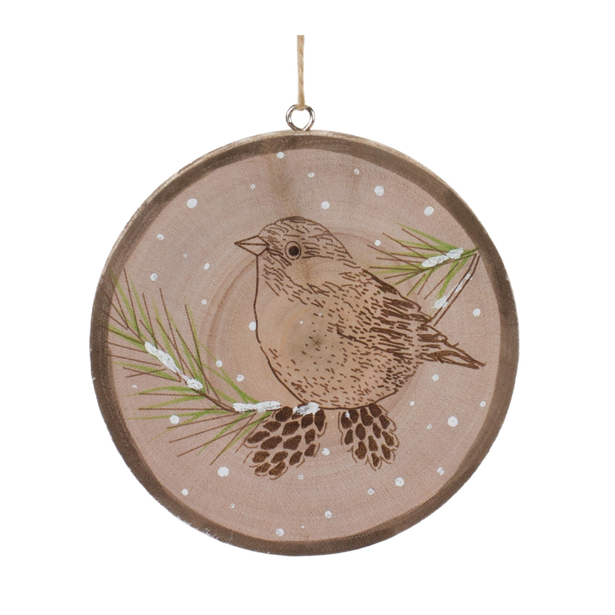 Bird Disc Ornament (Set of 12) 4”H Wood -Ship Only