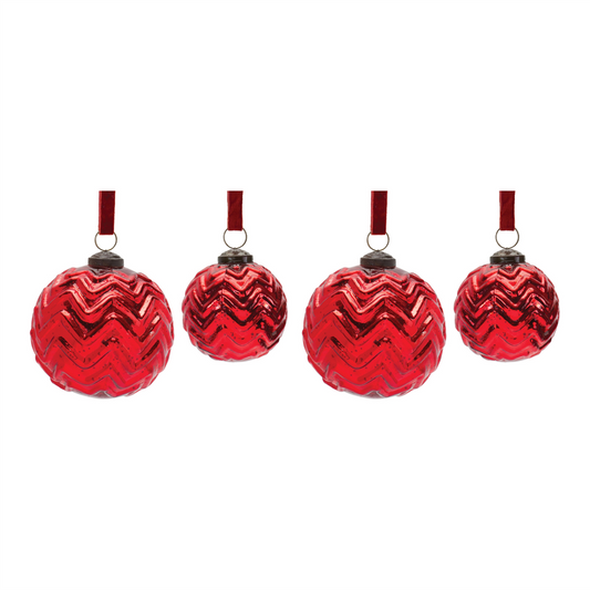 Ball Ornament (Set of 4) 3"D, 4"D Glass -Ship Only