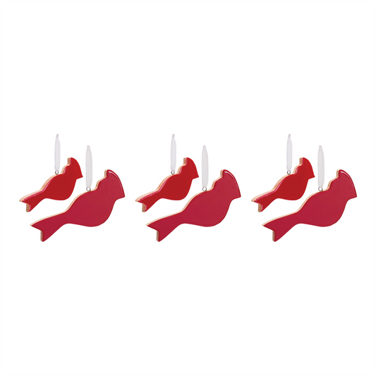 Glass Cardinal Bird Ornament (Set of 6) -Ship Only