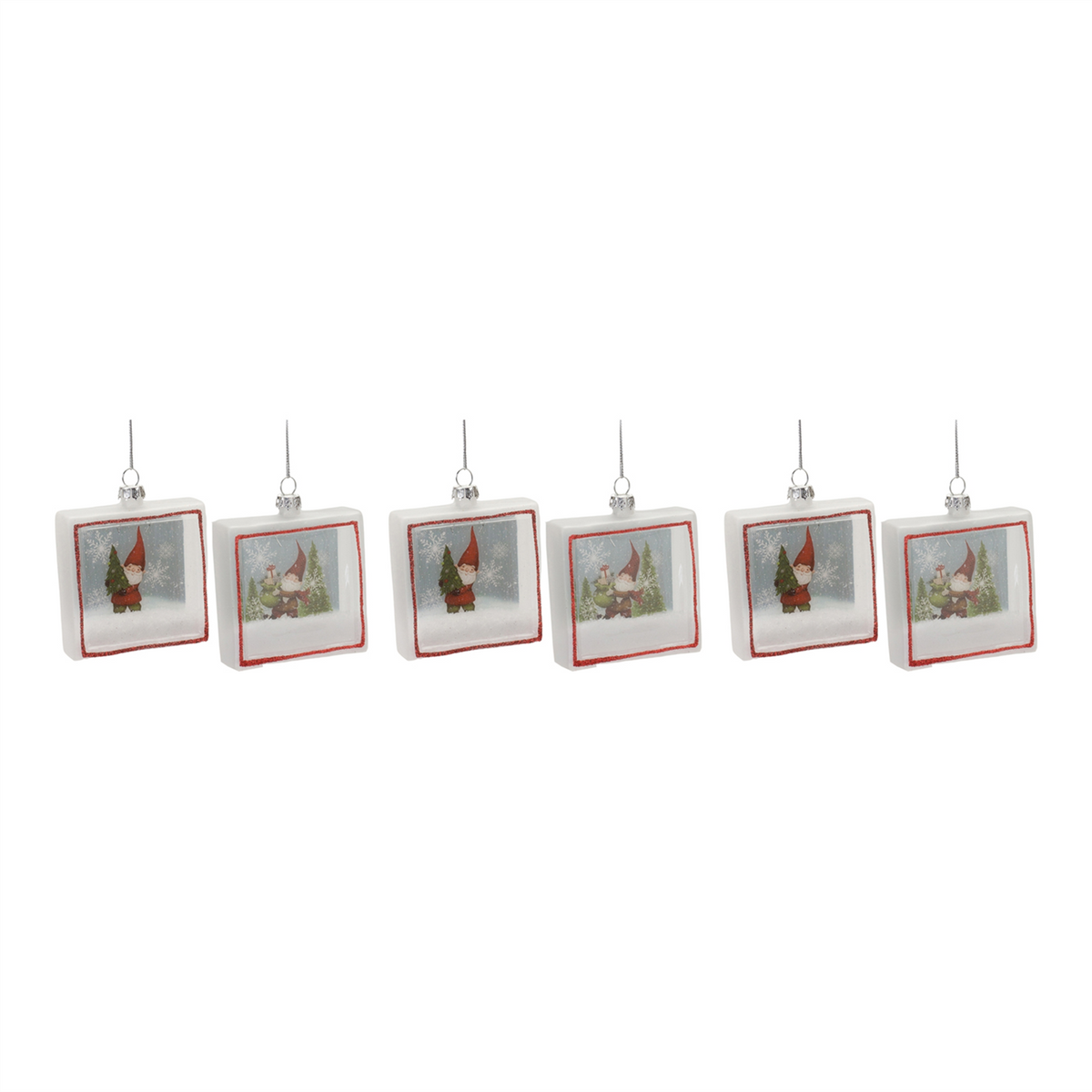 Glass Gnome Shadow Box Ornament (Set of 6) -Ship Only
