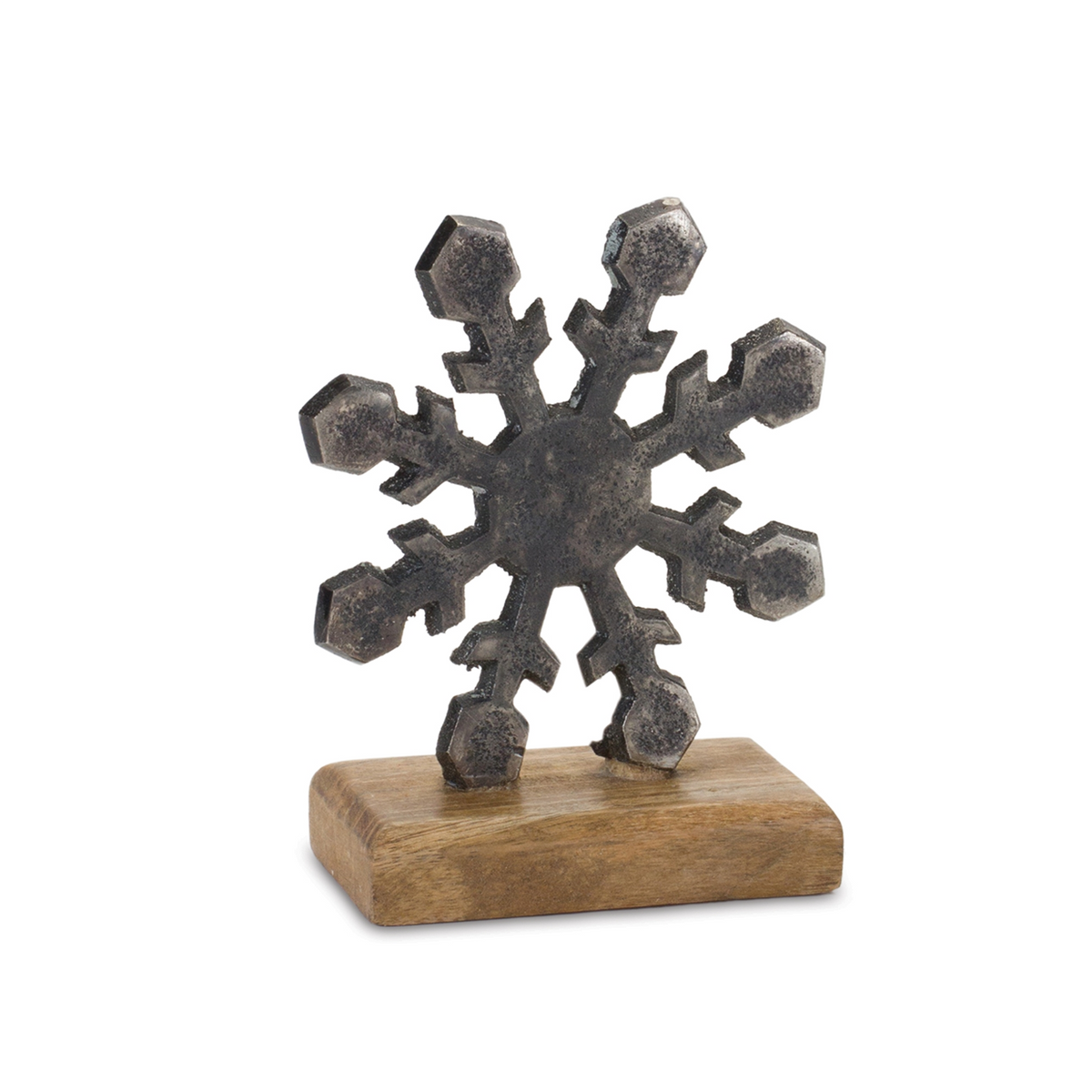 Snowflake On Stand (Set of 6) 5.75"H, 7.75"H Aluminum/Wood -Ship Only