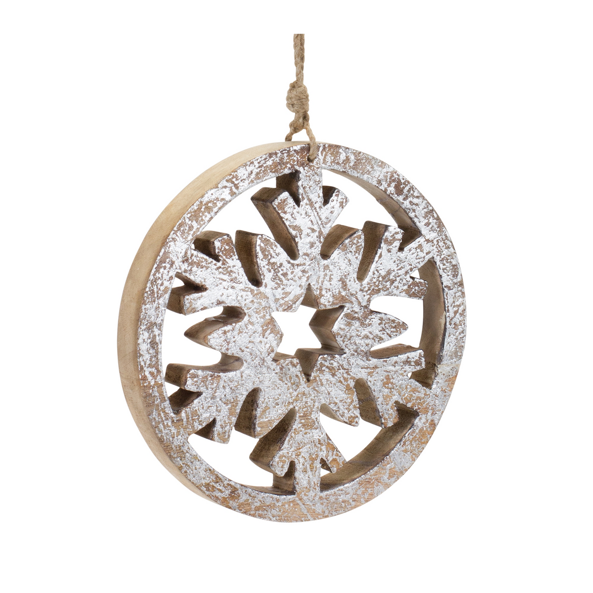 Wood Cut Out Snowflake Ornament (Set of 12) -Ship Only