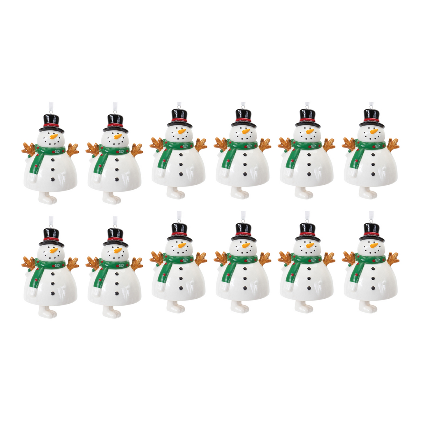 Ceramic Snowman Bell Ornament (Set of 12) -Ship Only