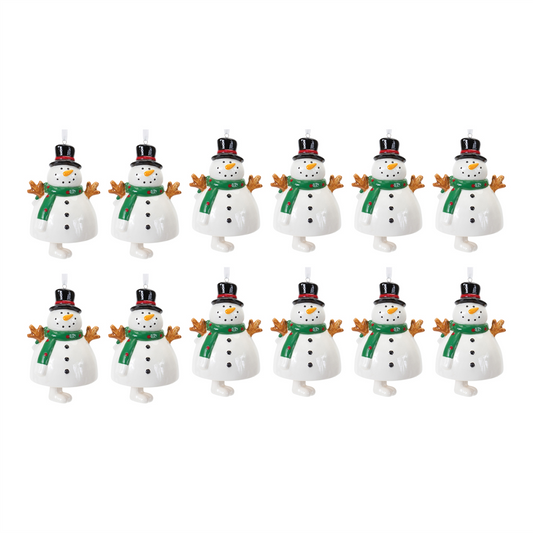 Ceramic Snowman Bell Ornament (Set of 12) -Ship Only