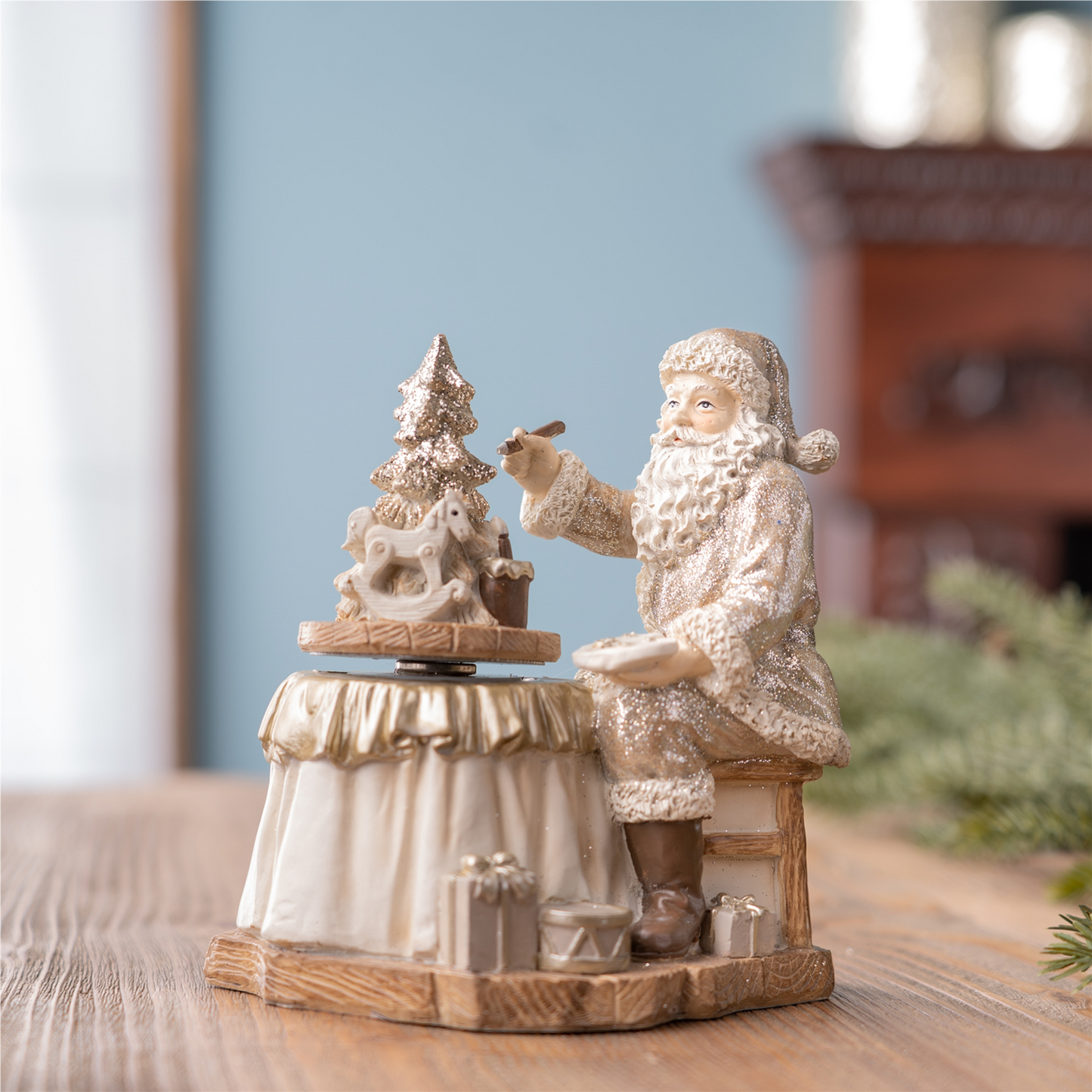 Santa with Spinning Christmas Tree (Set of 2) -Ship Only
