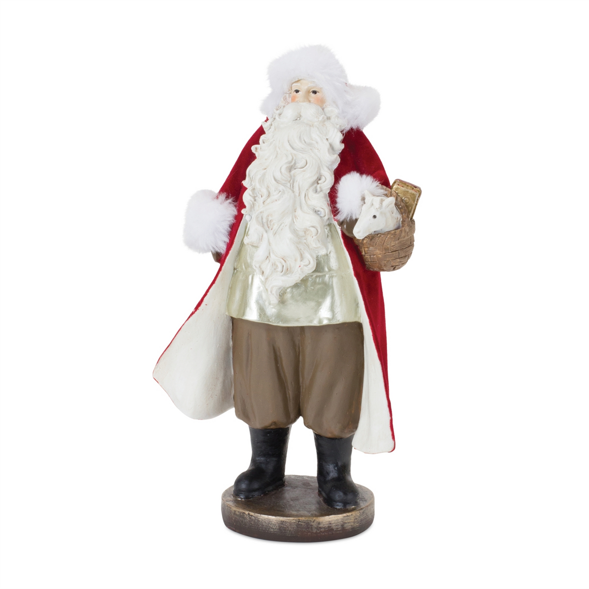 Flocked Santa Figurine with Toy Accents (Set of 2) -Ship Only