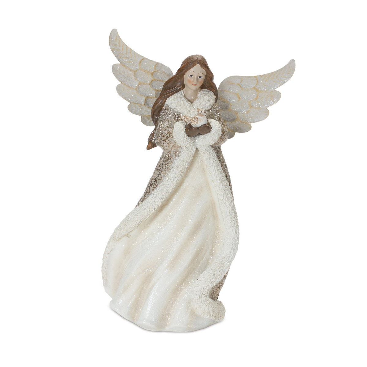 Winter Angel Figurine with Bird Accent (Set of 2) -Ship Only