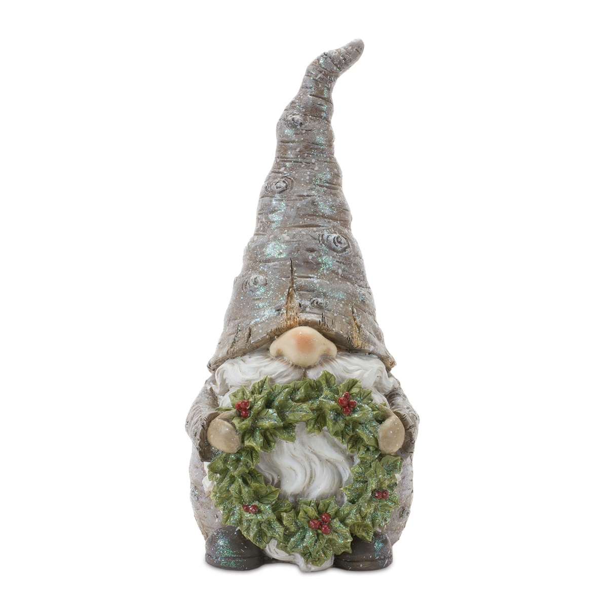 Gnome w/Wreath and Tree (Set of 2) 8.5"H, 9.75"H Resin -Ship Only