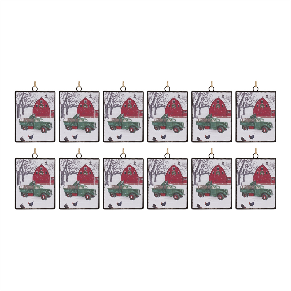 Glass Truck and Barn Ornament (Set of 12) -Ship Only