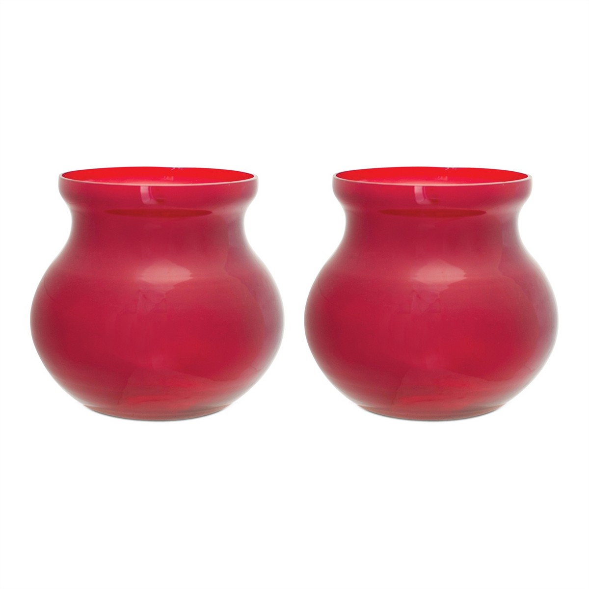 Red Glass Vase (Set of 2) -Ship Only