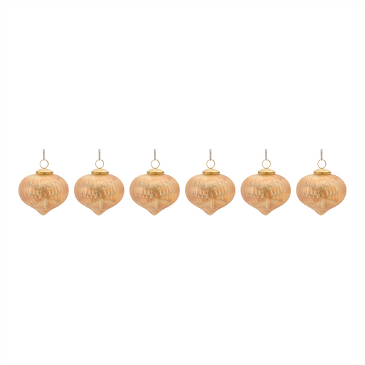 Ornament (Set of 6) 4”D Glass -Ship Only