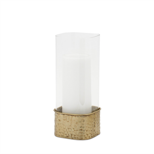Candle Holder (Set of 2) 4.5"L x 10"H, 5.25"L x 12"H Iron/Glass -Ship Only