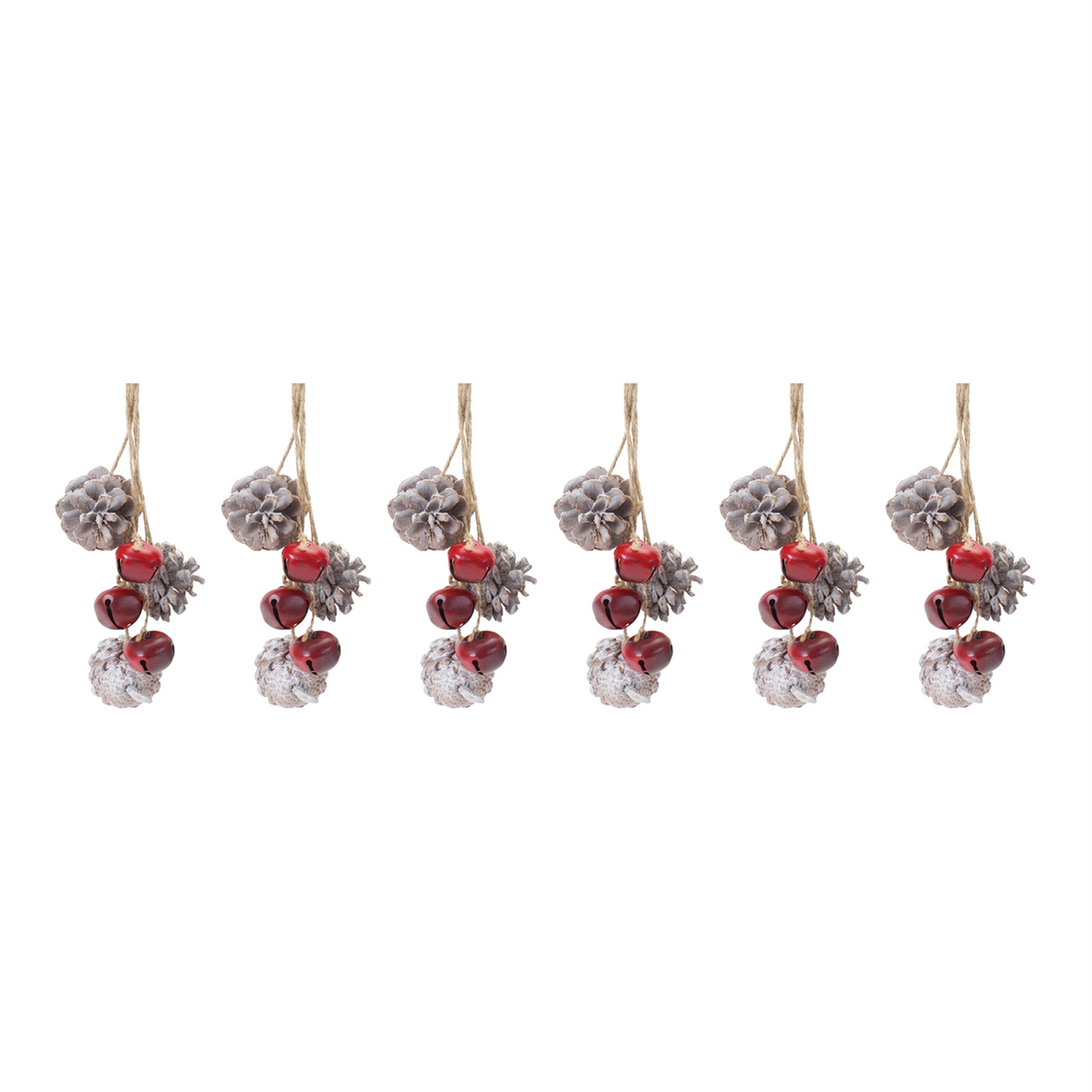 Bell and Pine Cone Drop Ornament (Set of 6) -Ship Only