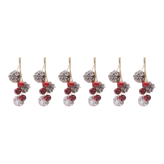 Bell and Pine Cone Drop Ornament (Set of 6) -Ship Only
