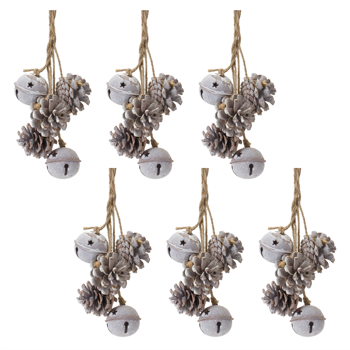 Bell And Pine Cone Ornament (Set of 6) -Ship Only