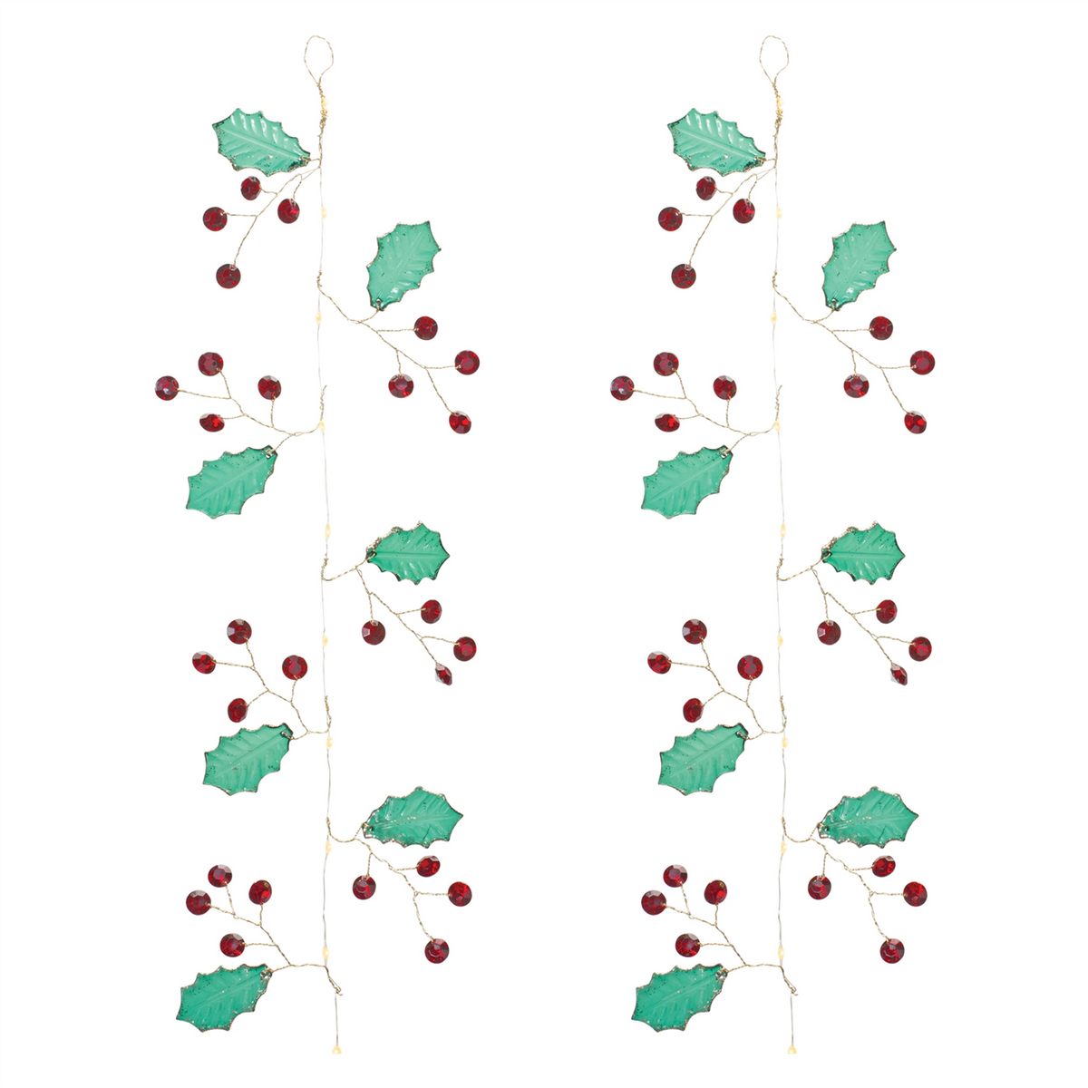 Holly and Gem Garland (Set of 2) 5.5'L Plastic -Ship Only