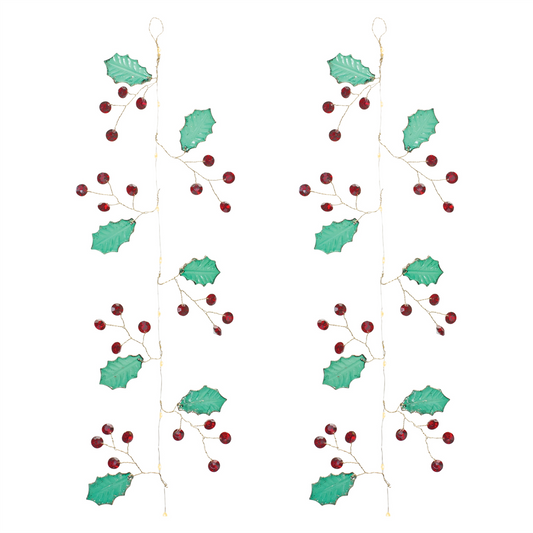 Holly and Gem Garland (Set of 2) 5.5'L Plastic -Ship Only