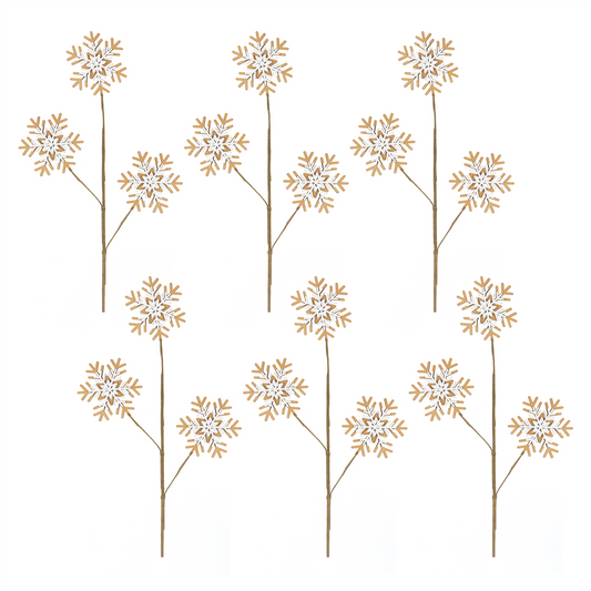 Wood Snowflake Spray (Set of 6) -Ship Only