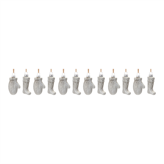 Glass Mitten and Stocking Ornament (Set of 12) -Ship Only