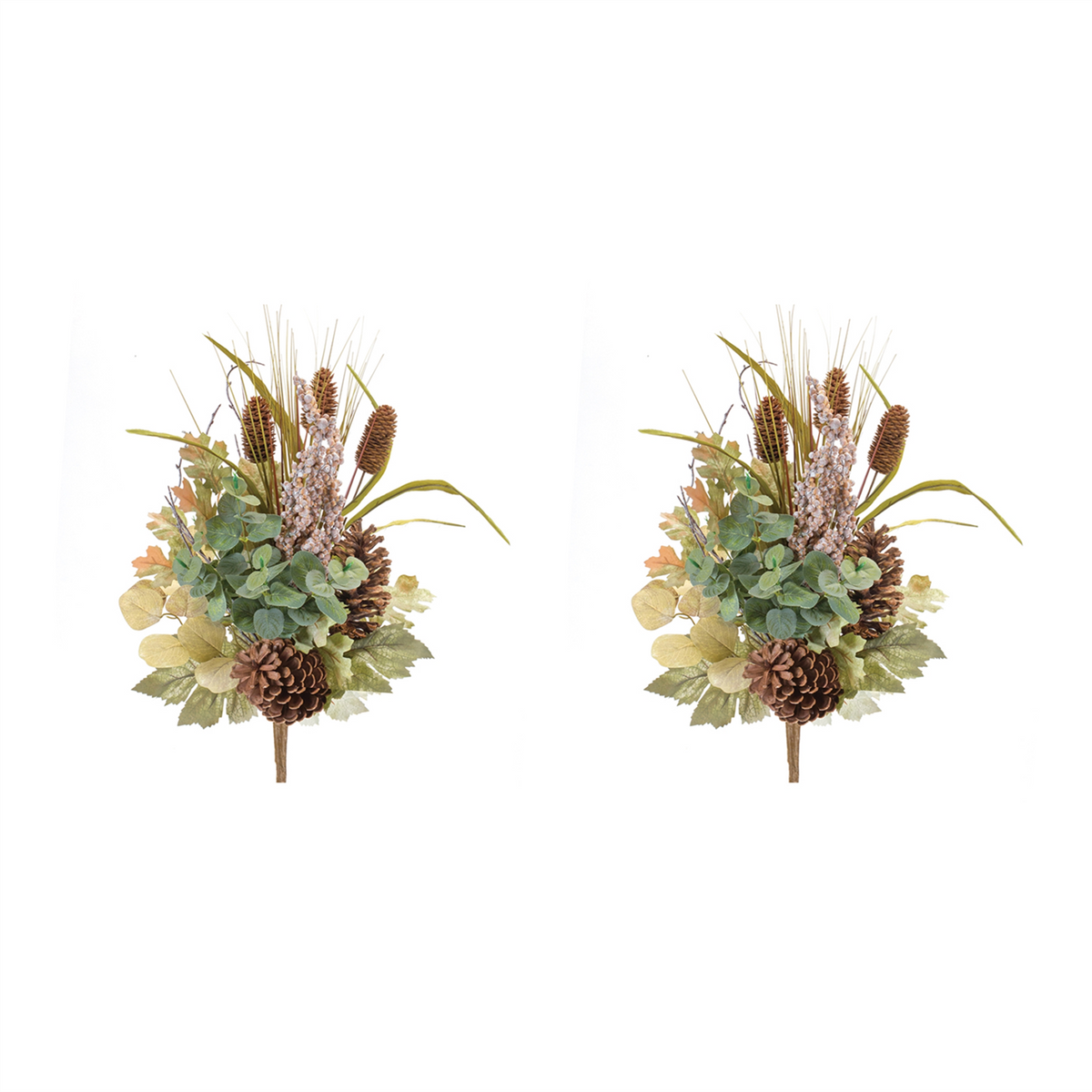 Foliage/Berry/Cone Bush (Set of 2) 23”H Polyester -Ship Only