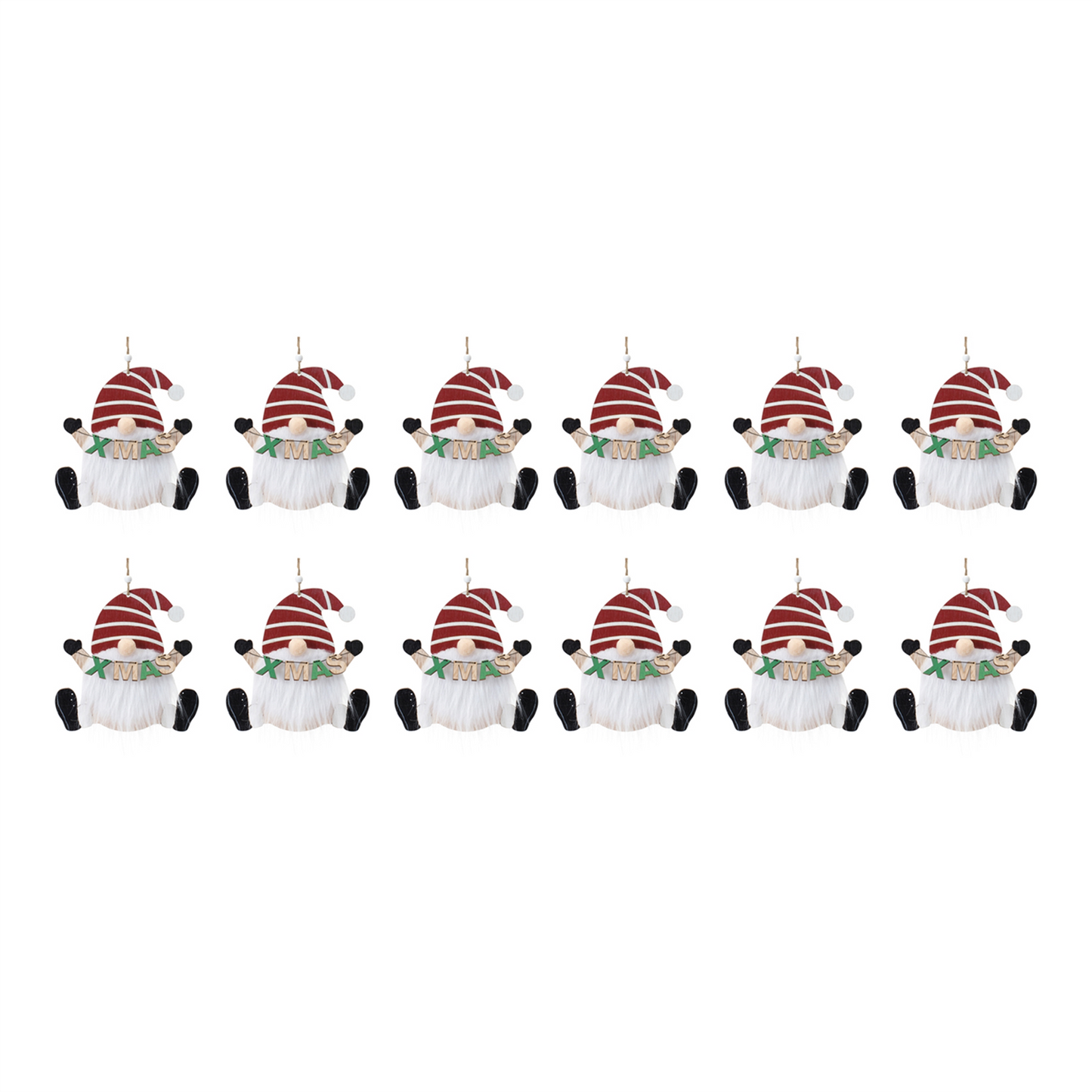 Wood Gnome Ornament (Set of 12) -Ship Only