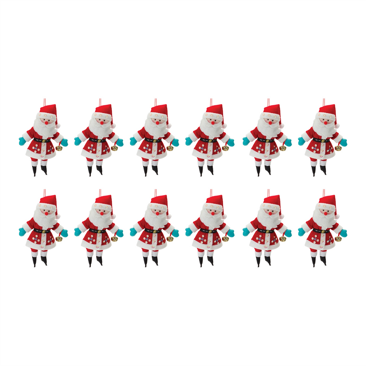 Plush Santa Ornament  (Set of 12) -Ship Only