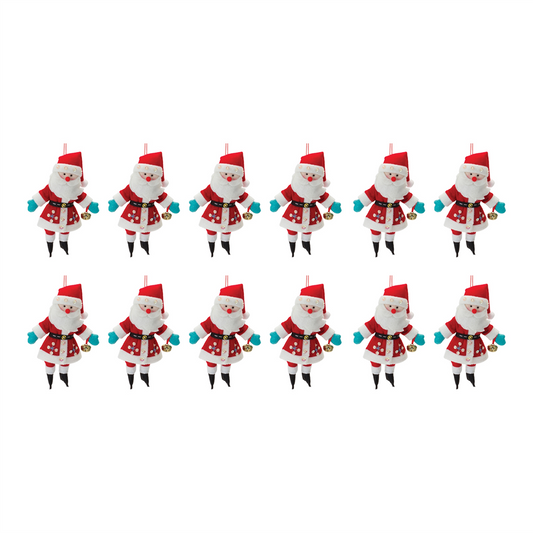 Plush Santa Ornament  (Set of 12) -Ship Only