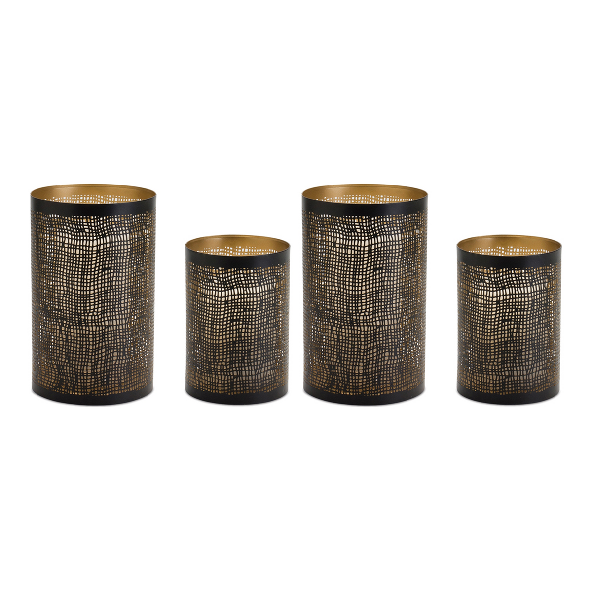 Abstract Punched Metal Candle Holder (Set of 4) -Ship Only