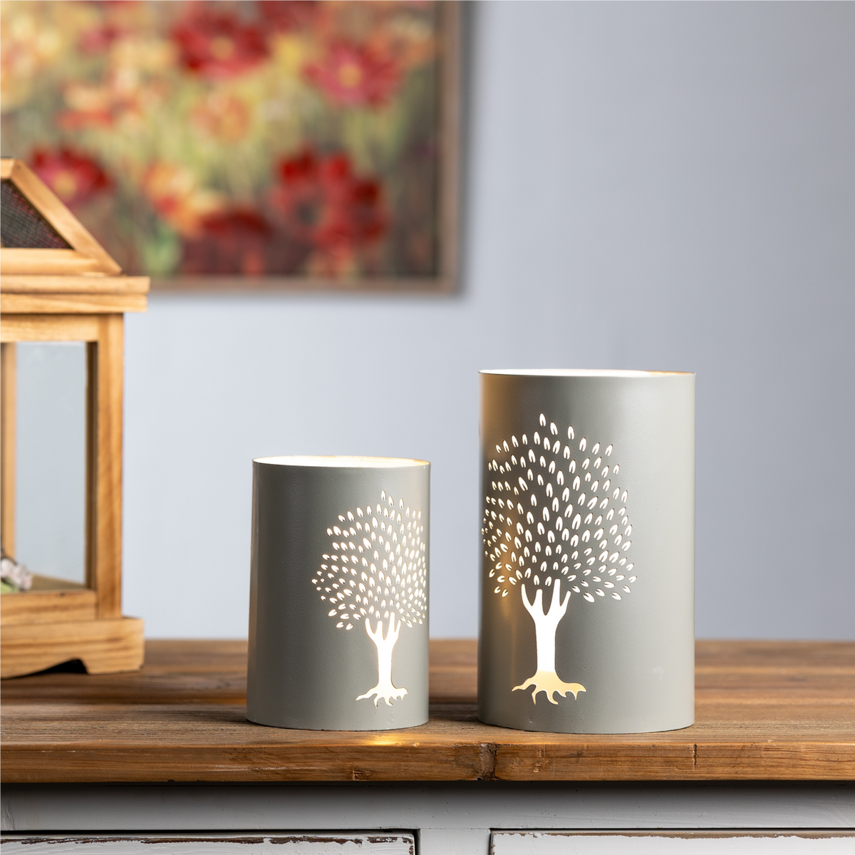 Punched Metal Tree Candle Holder (Set of 2) -Ship Only