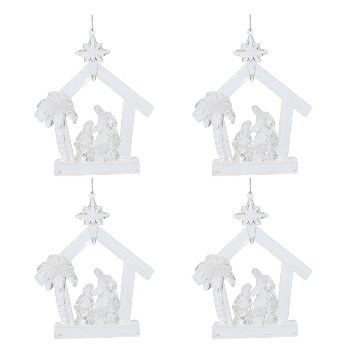 Nativity Ornament (Set of 4) 5”H Acrylic -Ship Only