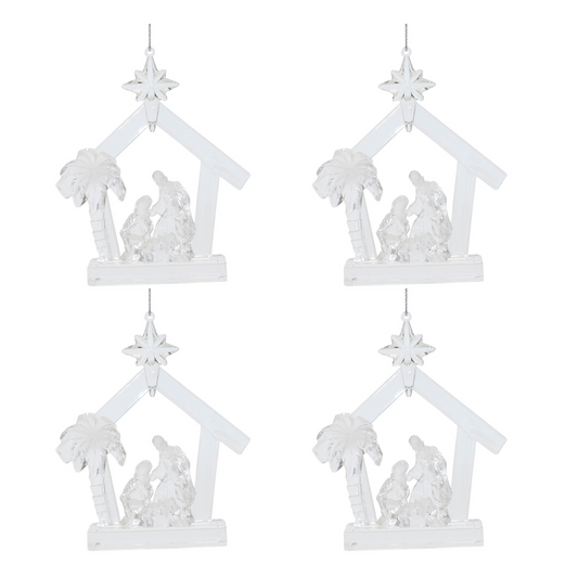 Nativity Ornament (Set of 4) 5”H Acrylic -Ship Only