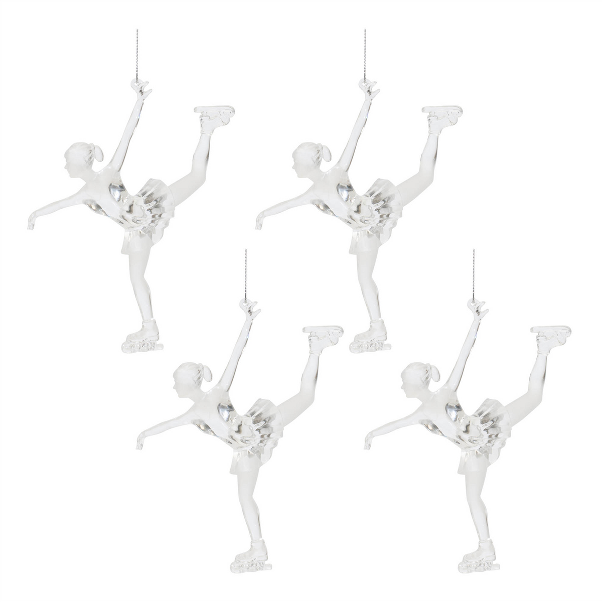 Clear Acrylic Ice Skater Ornament (Set of 4) -Ship Only