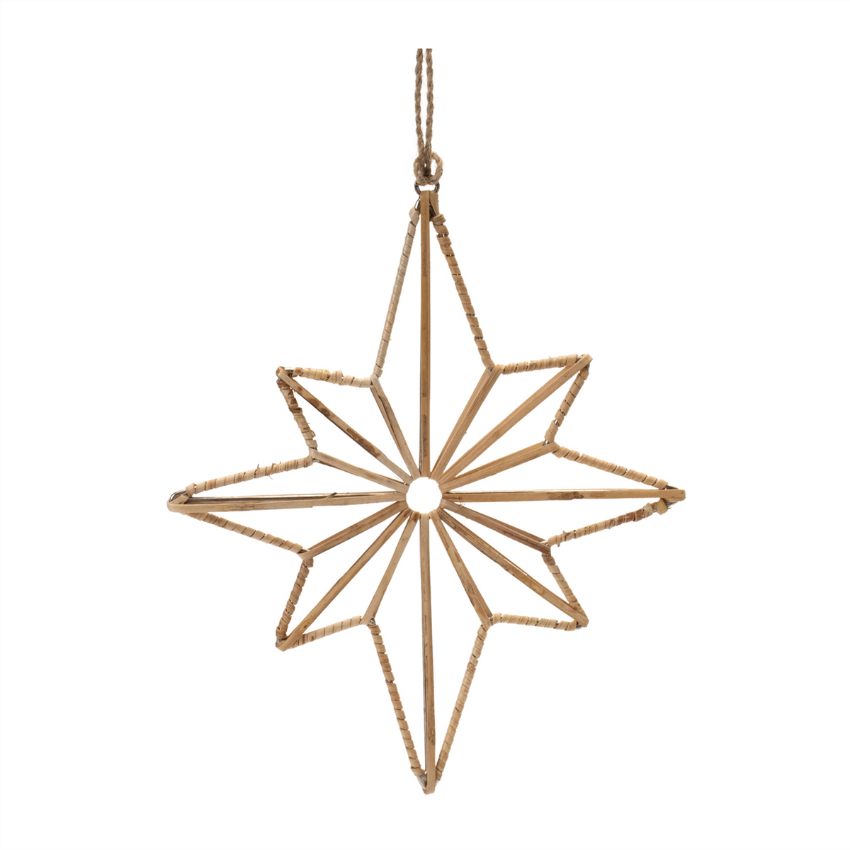 Star Ornament (Set of 12) 6"H, 8"H Iron/Rattan