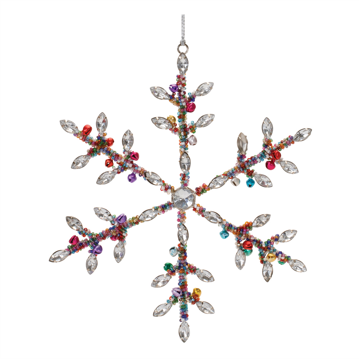 Jewel Snowflake Ornament (Set of 12) 6"H, 8"H Iron/Glass Beads -Ship Only