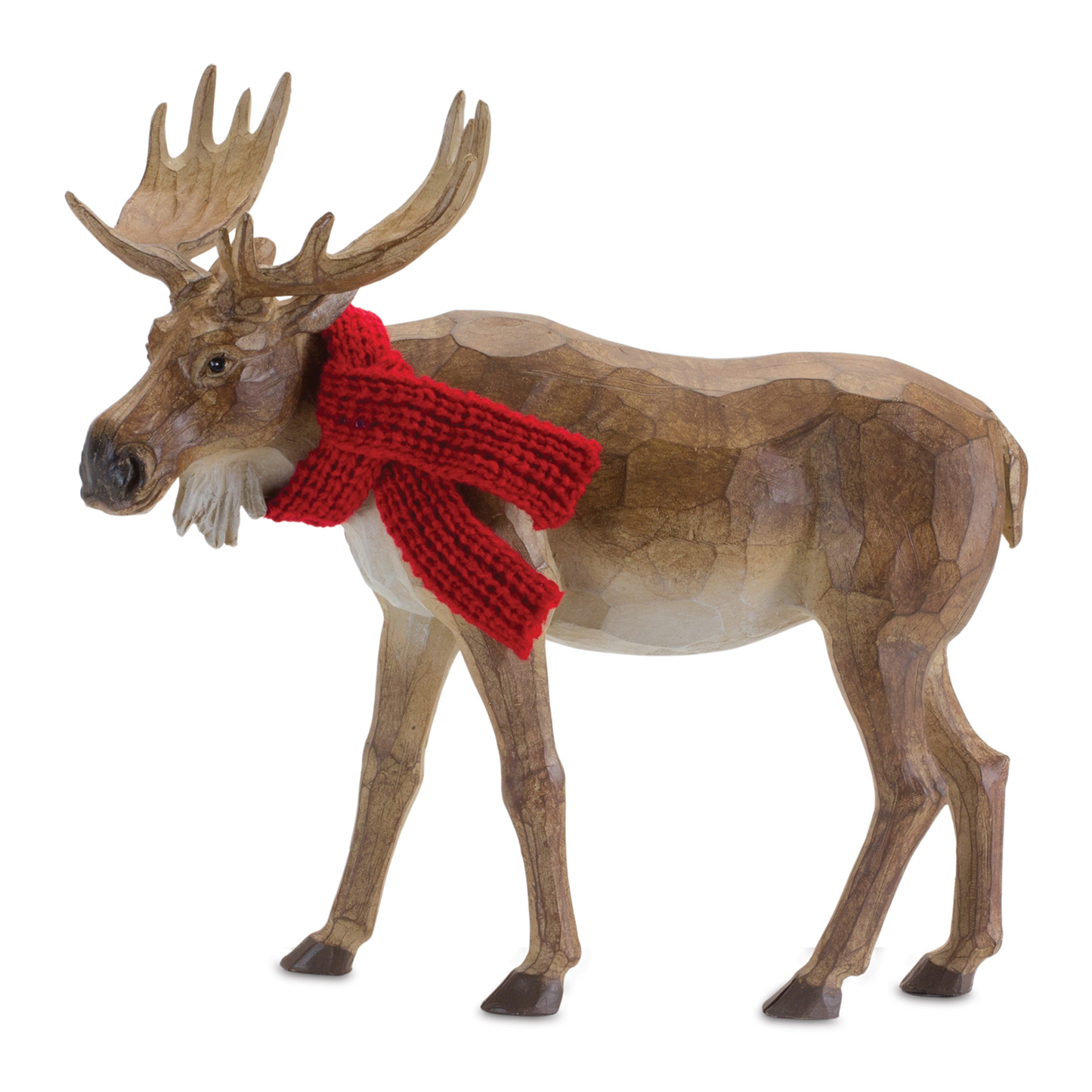 Carved Winter Moose with Scarf (Set of 2) -Ship Only