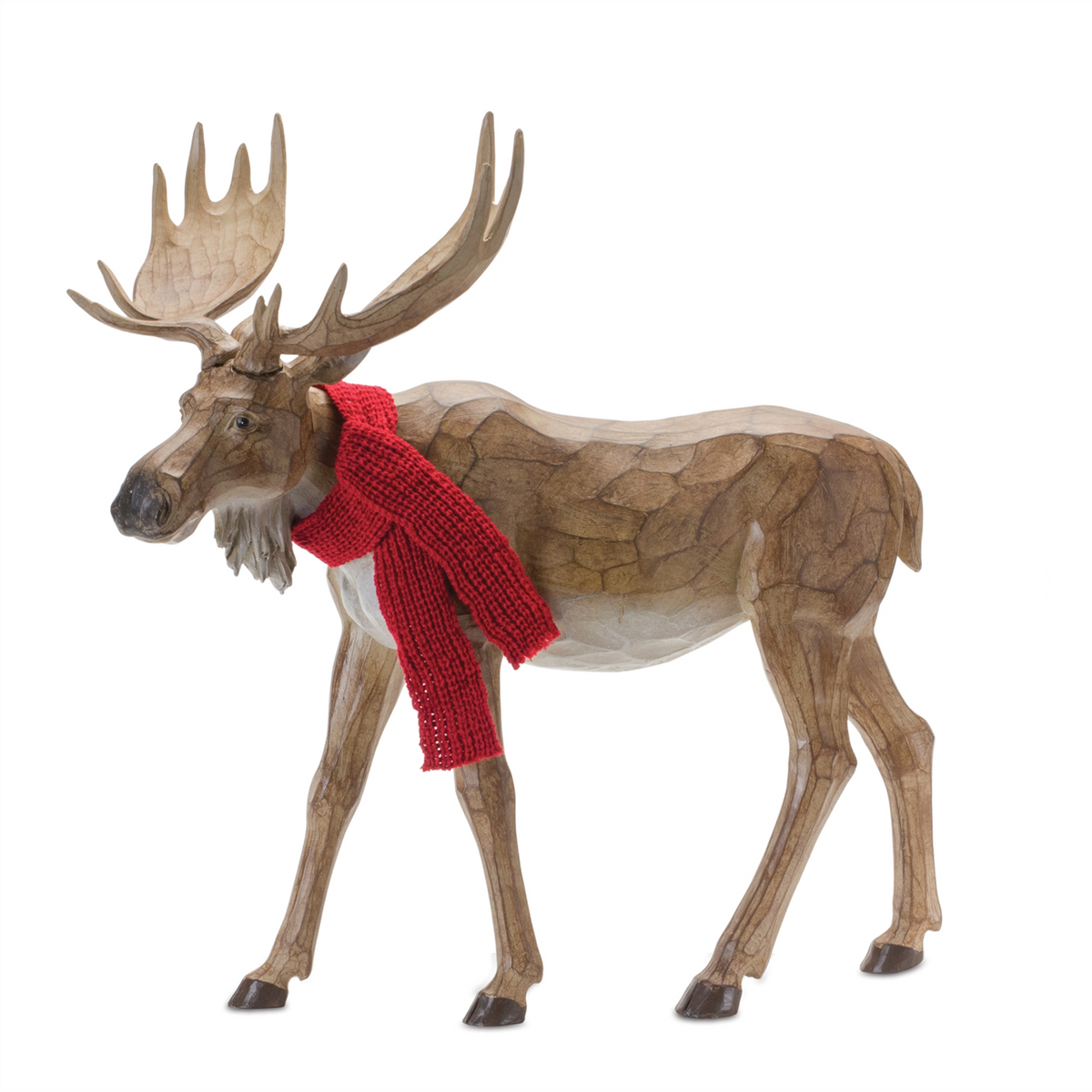 Carved Winter Moose with Scarf (Set of 2) -Ship Only