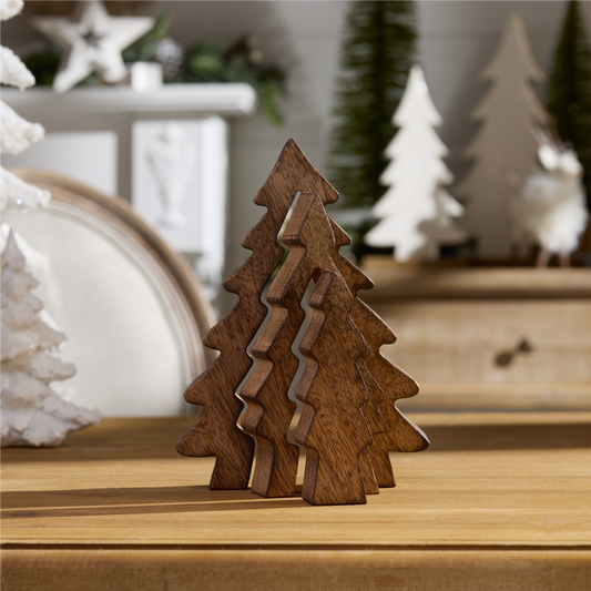 Triple Tree Puzzle (Set of 2) 8.5”H Wood -Ship Only
