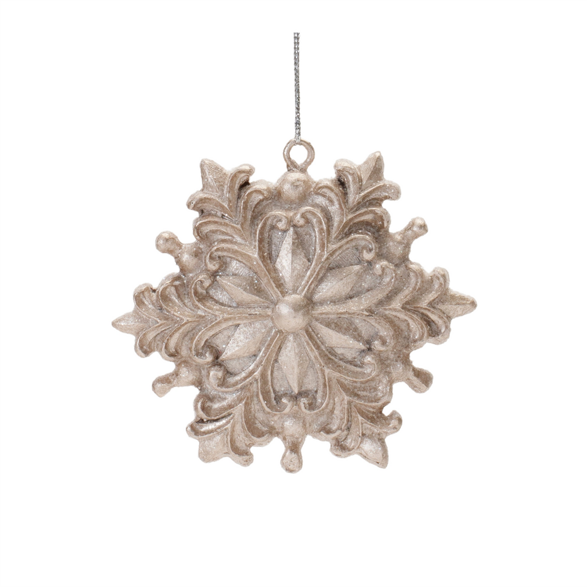 Ornate Champagne Snowflake Ornament (Set of 12) -Ship Only