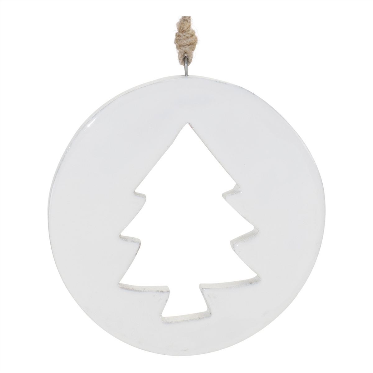 White Wood Pine Tree Cut-Out Ornament (Set of 12) -Ship Only