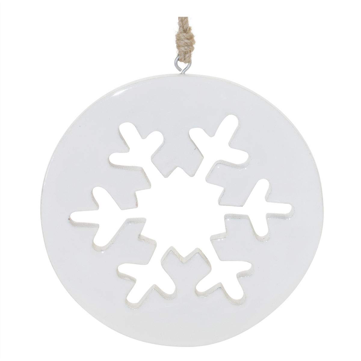 White Wood Snowflake Cut-Out Ornament (Set of 12) -Ship Only