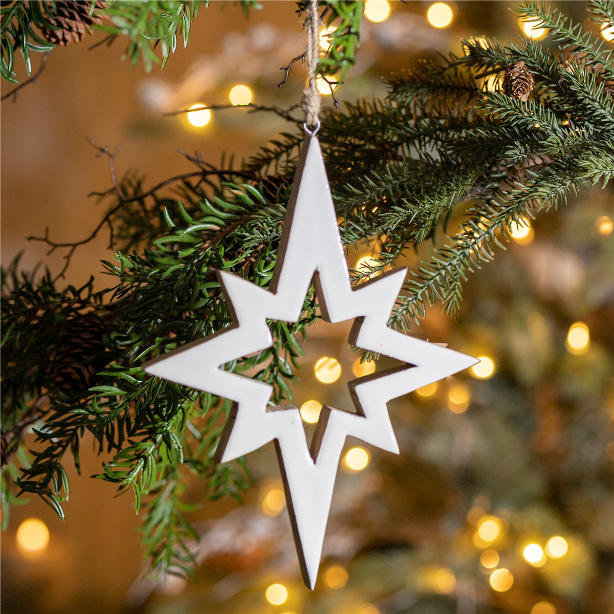 Wood Star Cut-Out Ornament (Set of 4) -Ship Only