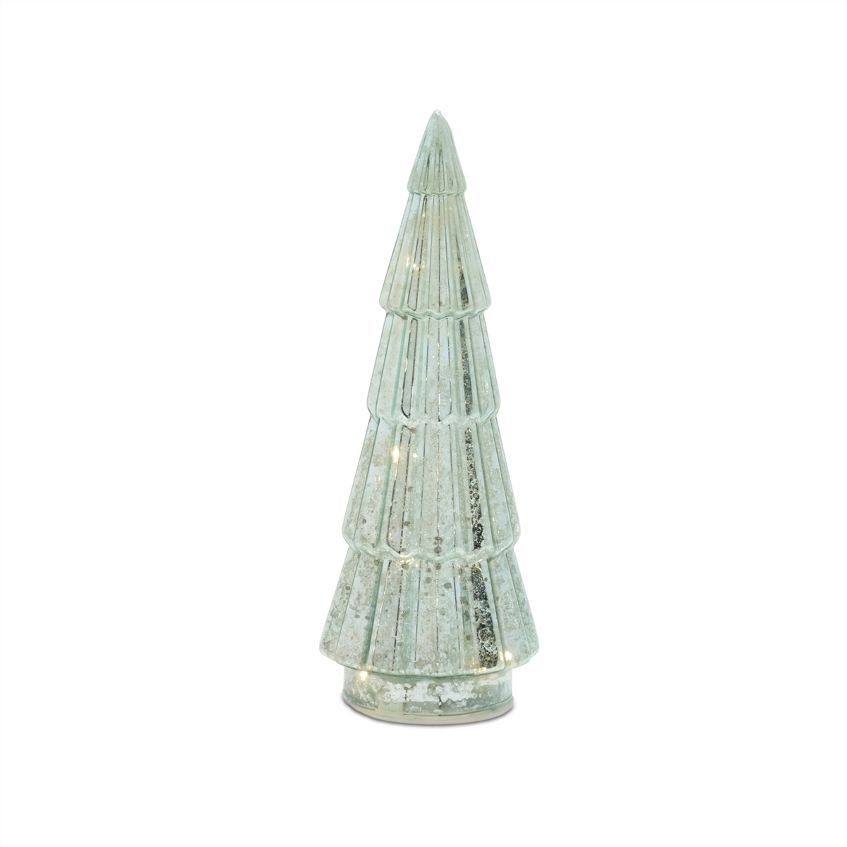 LED Green Mercury Glass Tree (Set of 3) -Ship Only