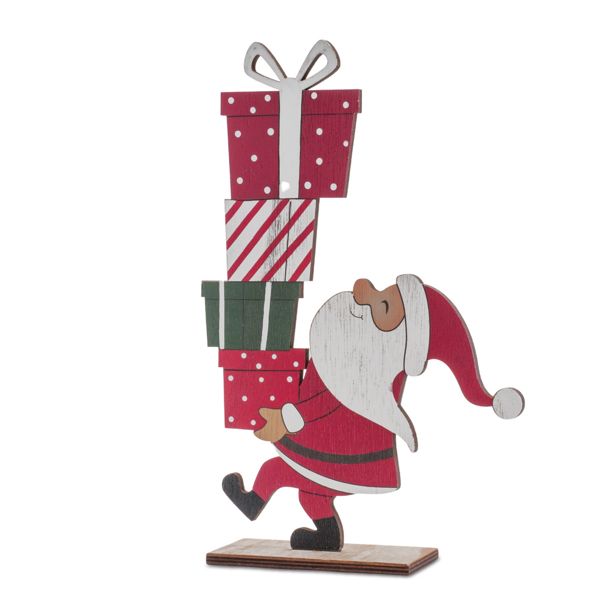 Santa w/Presents (Set of 2) 12”H Wood -Ship Only