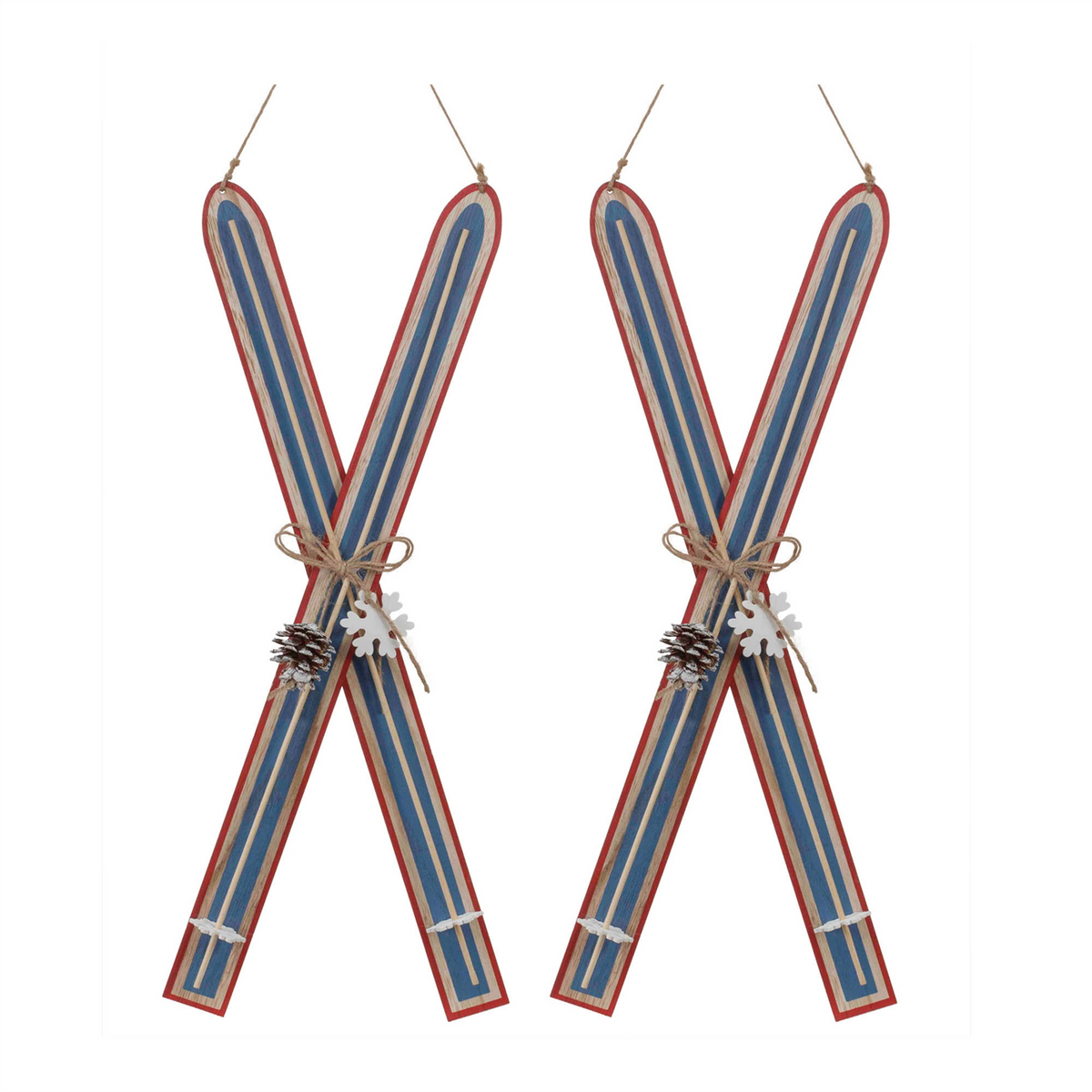 Wood Ski Ornament (Set of 2) -Ship Only