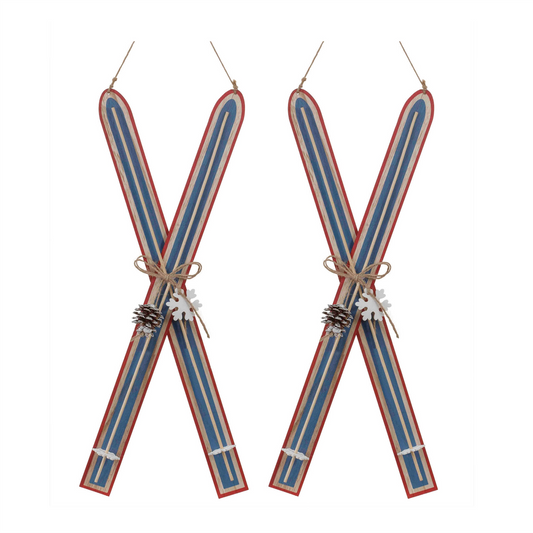 Wood Ski Ornament (Set of 2) -Ship Only