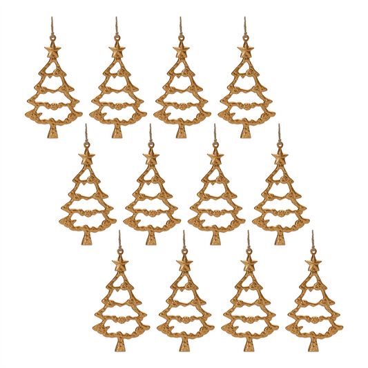 Tree Ornament (Set of 12) 6”H Aluminum