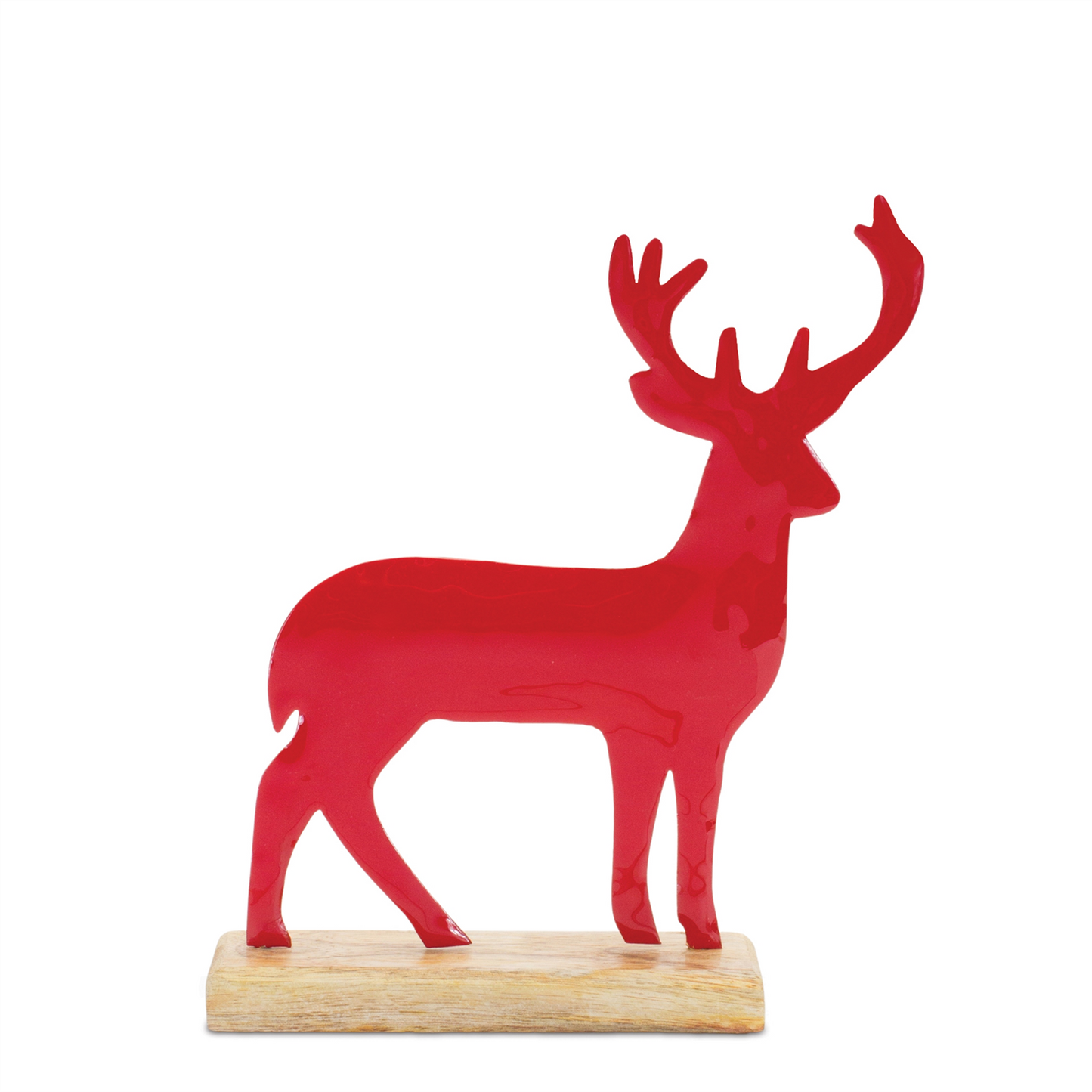 Metal Deer Silhouette with Wood Base (Set of 2) -Ship Only