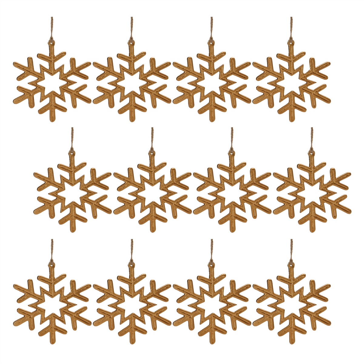 Gold Metal Snowflake Ornament (Set of 12) -Ship Only